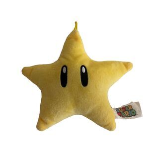 Super Mario Bros Super Star Plush Stuffed Toy 5" Yellow Nintendo